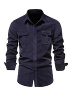 Men's corduroy slim-fit casual long-sleeve shirt - Ladoj