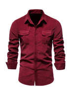 Men's corduroy slim-fit casual long-sleeve shirt - Ladoj