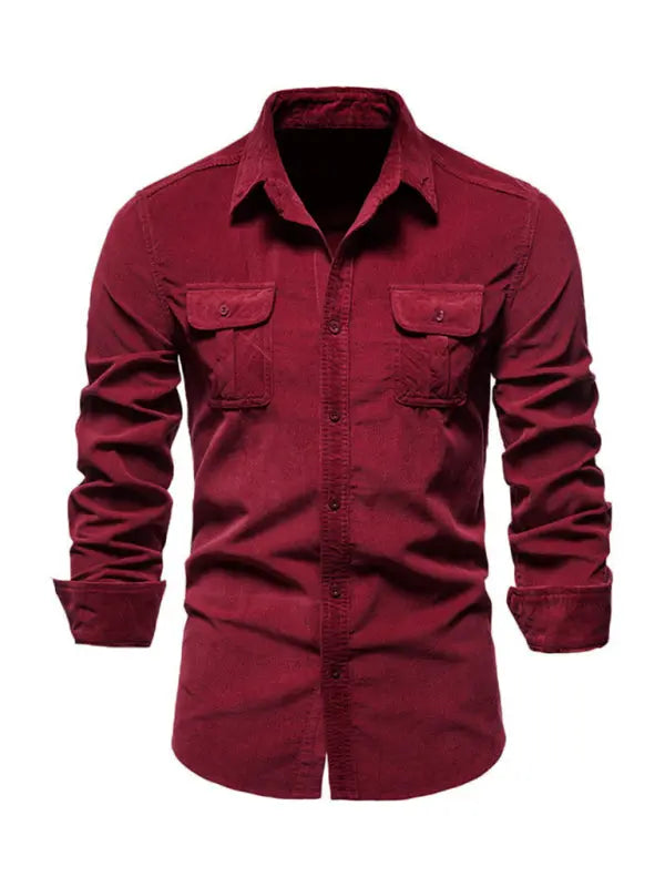 Men's corduroy slim-fit casual long-sleeve shirt - Ladoj