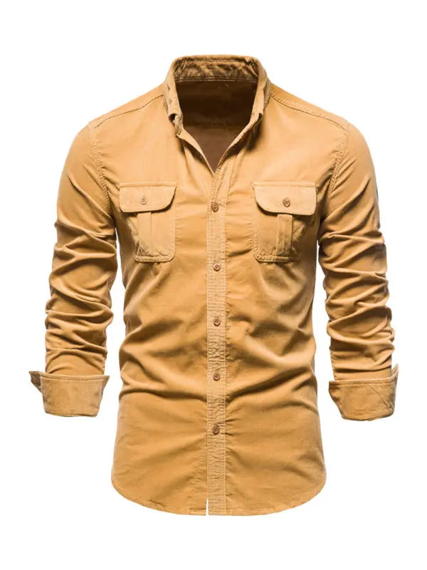 Men's corduroy slim-fit casual long-sleeve shirt - Ladoj