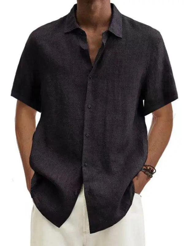 Chemise décontractée à manches courtes tissée pour homme  Image secondaire du produit