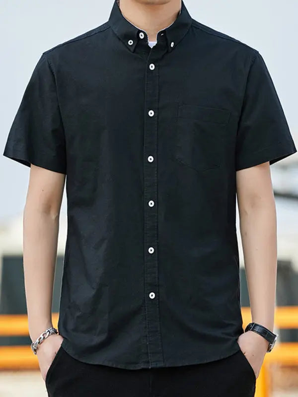 Casual short-sleeved shirt youthful fashion double pockets - Ladoj