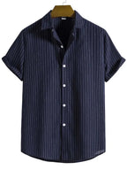 Men's Fashion Trend Casual Striped Short Sleeve Shirt - Ladoj