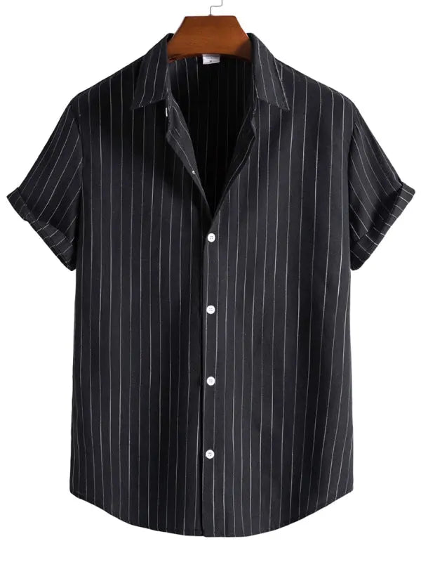 Men's Fashion Trend Casual Striped Short Sleeve Shirt - Ladoj