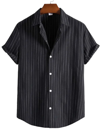Men's Fashion Trend Casual Striped Short Sleeve Shirt - Ladoj