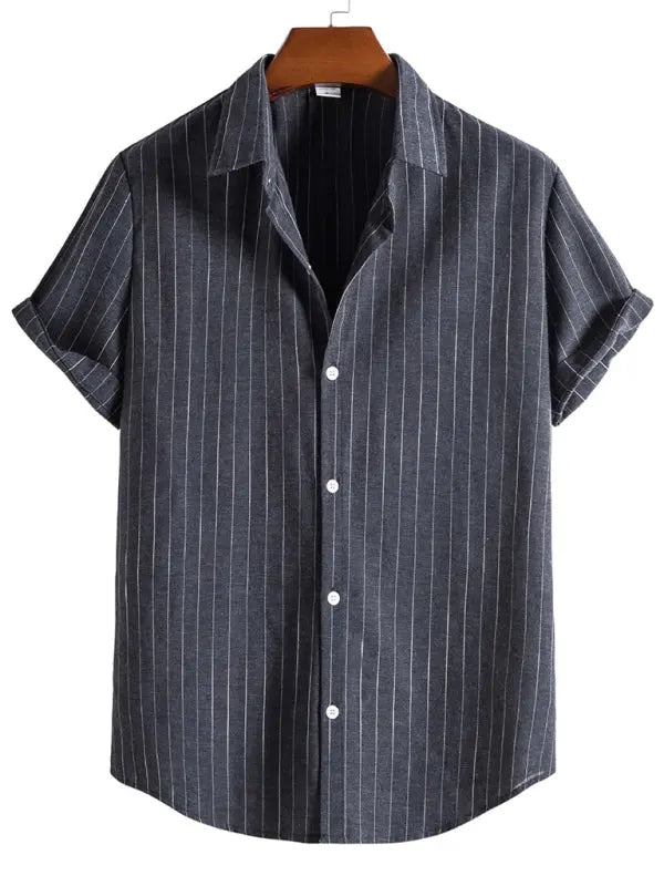 Men's Fashion Trend Casual Striped Short Sleeve Shirt kakaclo