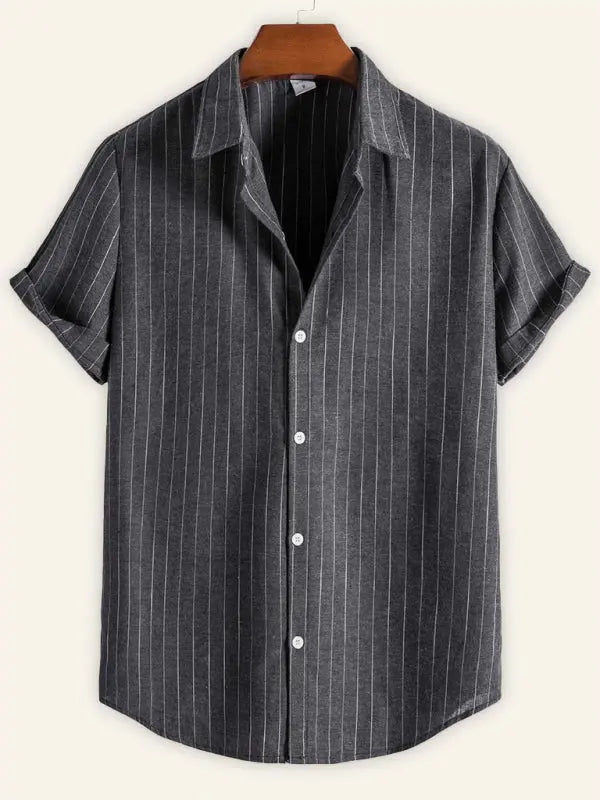 Men's Fashion Trend Casual Striped Short Sleeve Shirt - Ladoj