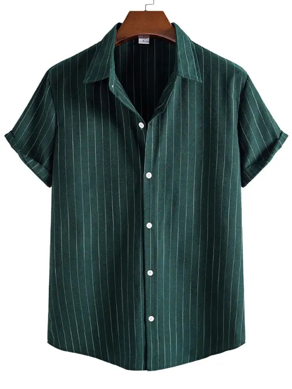 Men's Fashion Trend Casual Striped Short Sleeve Shirt - Ladoj