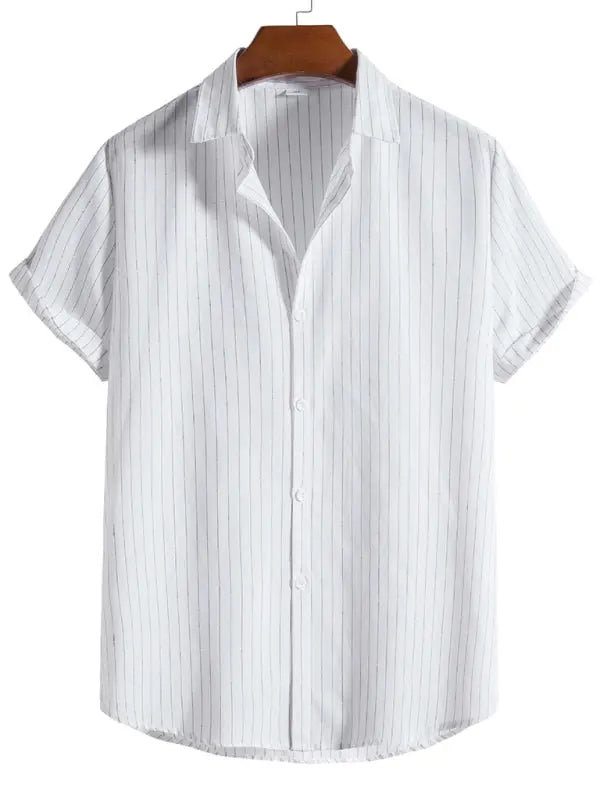 Men's Fashion Trend Casual Striped Short Sleeve Shirt - Ladoj Image principale du produit