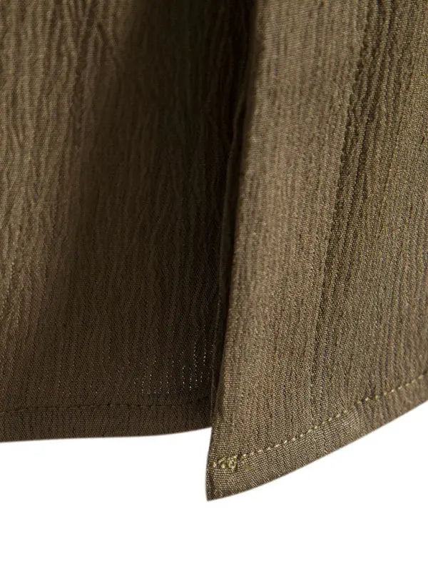 New Men's Short Sleeve Loose Solid Color Button Cotton Linen Shirt - Ladoj