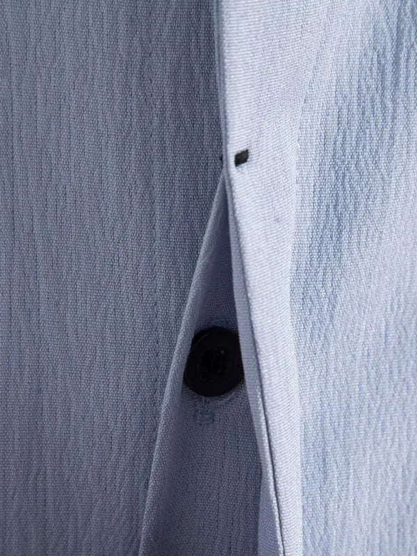 New Men's Short Sleeve Loose Solid Color Button Cotton Linen Shirt - Ladoj