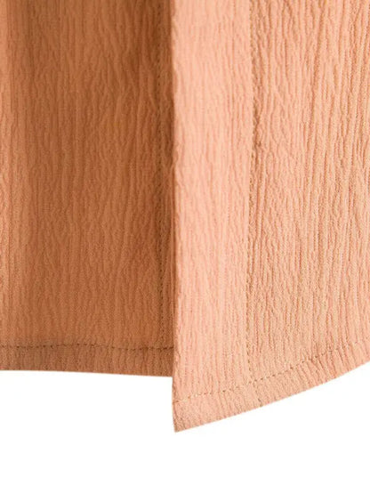 New Men's Short Sleeve Loose Solid Color Button Cotton Linen Shirt - Ladoj