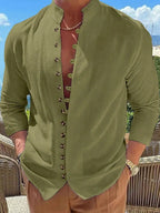 New Fashion Men's Retro Button Casual Long Sleeve Shirt - Ladoj