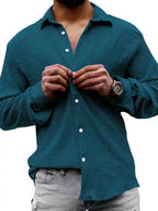 Men's Casual Lapel Long Sleeve Shirt - Ladoj