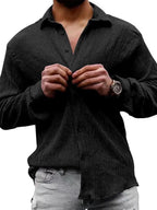 Men's Casual Lapel Long Sleeve Shirt - Ladoj