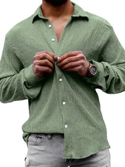 Men's Casual Lapel Long Sleeve Shirt - Ladoj