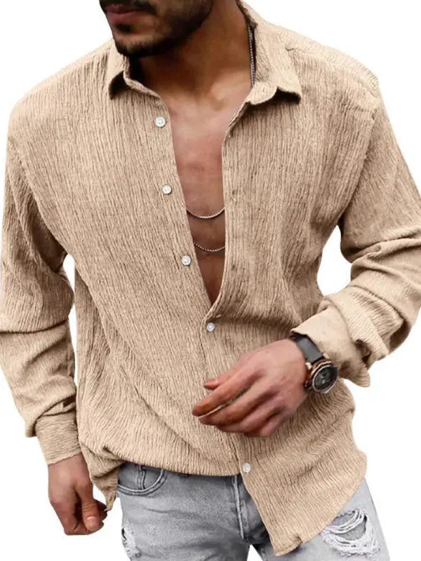 Men's Casual Lapel Long Sleeve Shirt - Ladoj