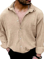 Men's Casual Lapel Long Sleeve Shirt - Ladoj