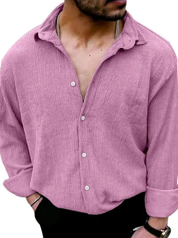 Men's Casual Lapel Long Sleeve Shirt - Ladoj