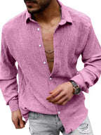 Men's Casual Lapel Long Sleeve Shirt - Ladoj