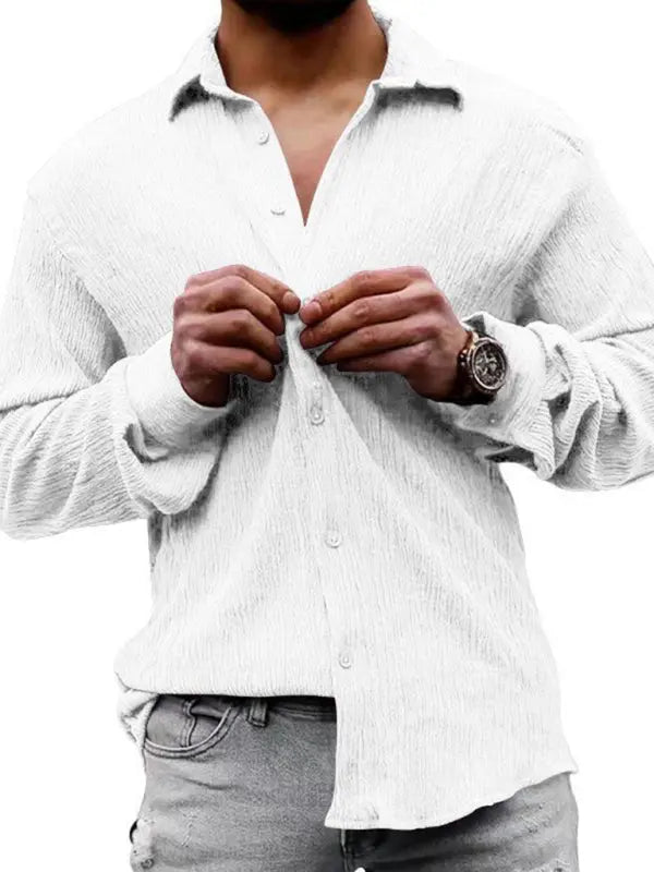 Men's Casual Lapel Long Sleeve Shirt - Ladoj