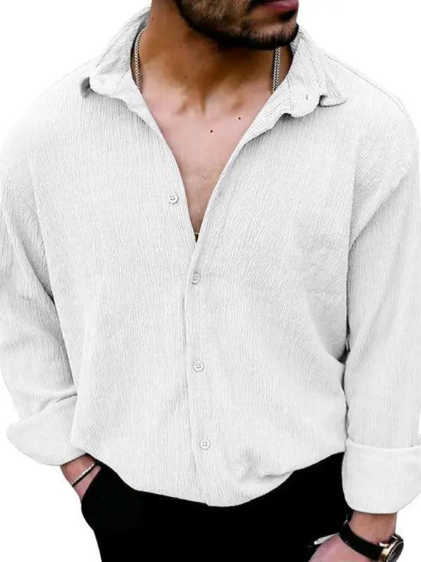 Men's Casual Lapel Long Sleeve Shirt - Ladoj