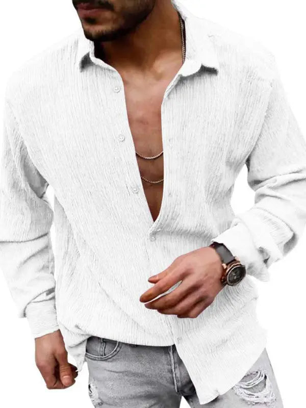 Men's Casual Lapel Long Sleeve Shirt - Ladoj Imagen principal del producto