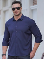 New Men's Solid Color Stretch Long Sleeve Business Casual Thin Shirt - Ladoj