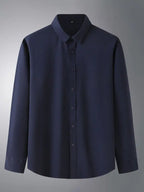 New Men's Solid Color Stretch Long Sleeve Business Casual Thin Shirt - Ladoj
