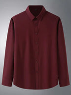 New Men's Solid Color Stretch Long Sleeve Business Casual Thin Shirt - Ladoj