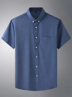 Men's Short Sleeve Shirt Loose Casual Stretch Denim Shirt - Ladoj