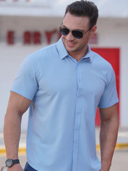 Men's Stretch Thin Short Sleeve Shirt - Ladoj