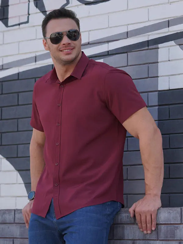 Men's Stretch Thin Short Sleeve Shirt - Ladoj