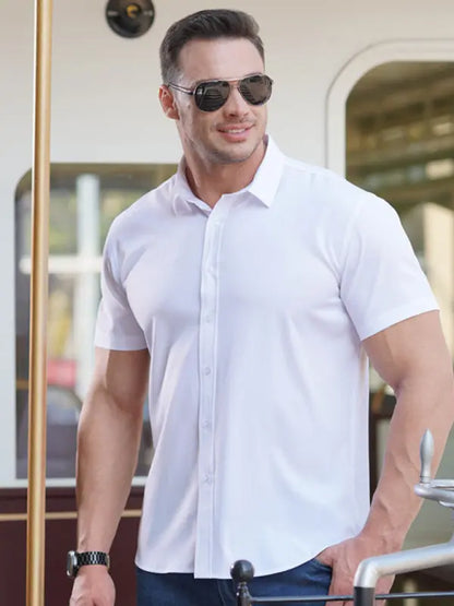Men's Stretch Thin Short Sleeve Shirt - Ladoj