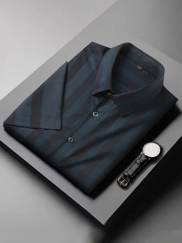 Men's striped short-sleeved shirt - Ladoj