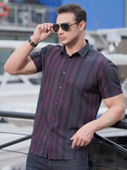 Men's striped short-sleeved shirt - Ladoj