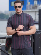 Men's striped short-sleeved shirt - Ladoj