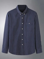 New Plus Size Men's Striped Long Sleeve Shirt - Ladoj