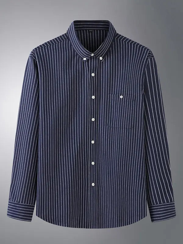 New Plus Size Men's Striped Long Sleeve Shirt - Ladoj