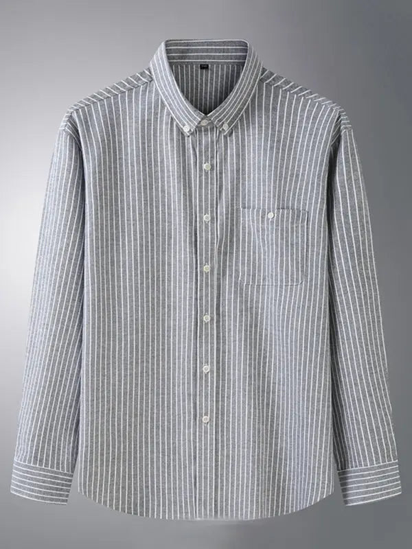New Plus Size Men's Striped Long Sleeve Shirt - Ladoj