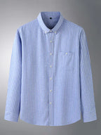 New Plus Size Men's Striped Long Sleeve Shirt - Ladoj
