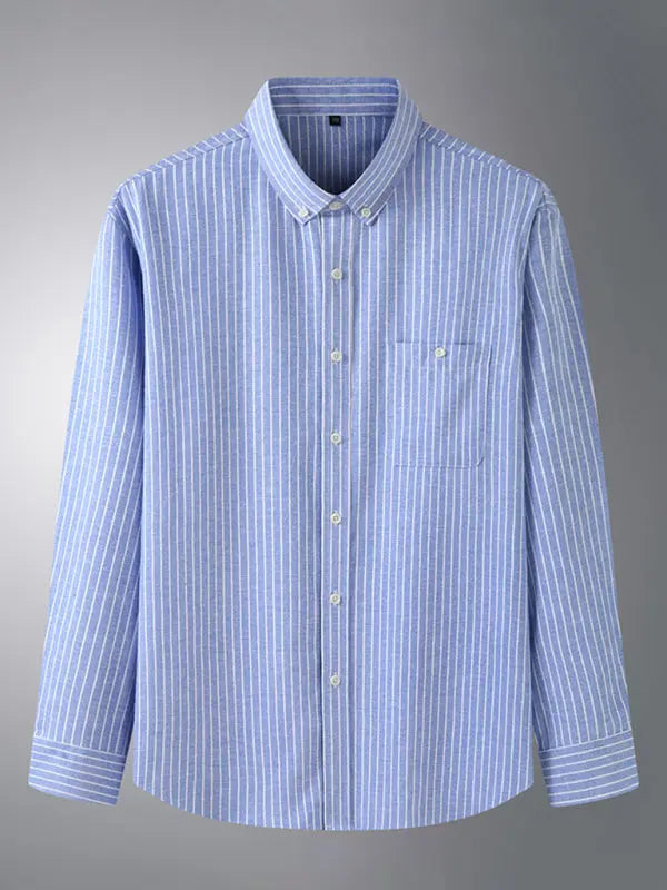 New Plus Size Men's Striped Long Sleeve Shirt - Ladoj