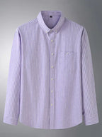 New Plus Size Men's Striped Long Sleeve Shirt - Ladoj