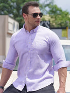 New Plus Size Men's Striped Long Sleeve Shirt - Ladoj