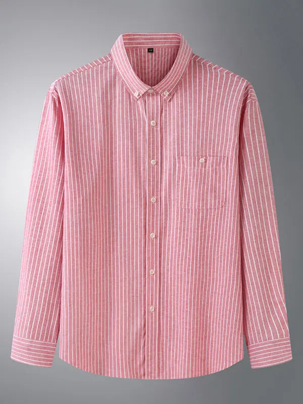 New Plus Size Men's Striped Long Sleeve Shirt - Ladoj