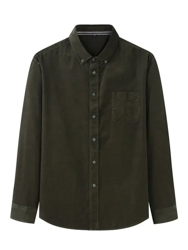 Men's Casual Loose Fashionable Corduroy Long Sleeve Shirt - Ladoj