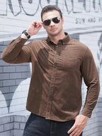 Men's Casual Loose Fashionable Corduroy Long Sleeve Shirt - Ladoj