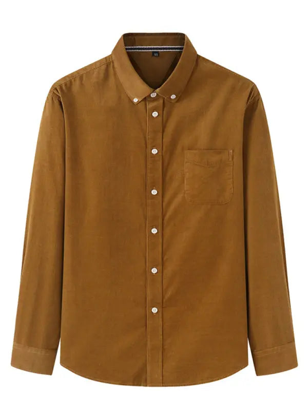 Men's Casual Loose Fashionable Corduroy Long Sleeve Shirt - Ladoj