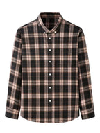 Men's Brushed Long Sleeve Shirt Casual Plaid Long Sleeve - Ladoj