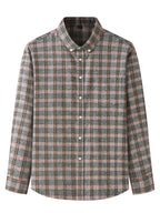 Men's Brushed Long Sleeve Shirt Casual Plaid Long Sleeve - Ladoj